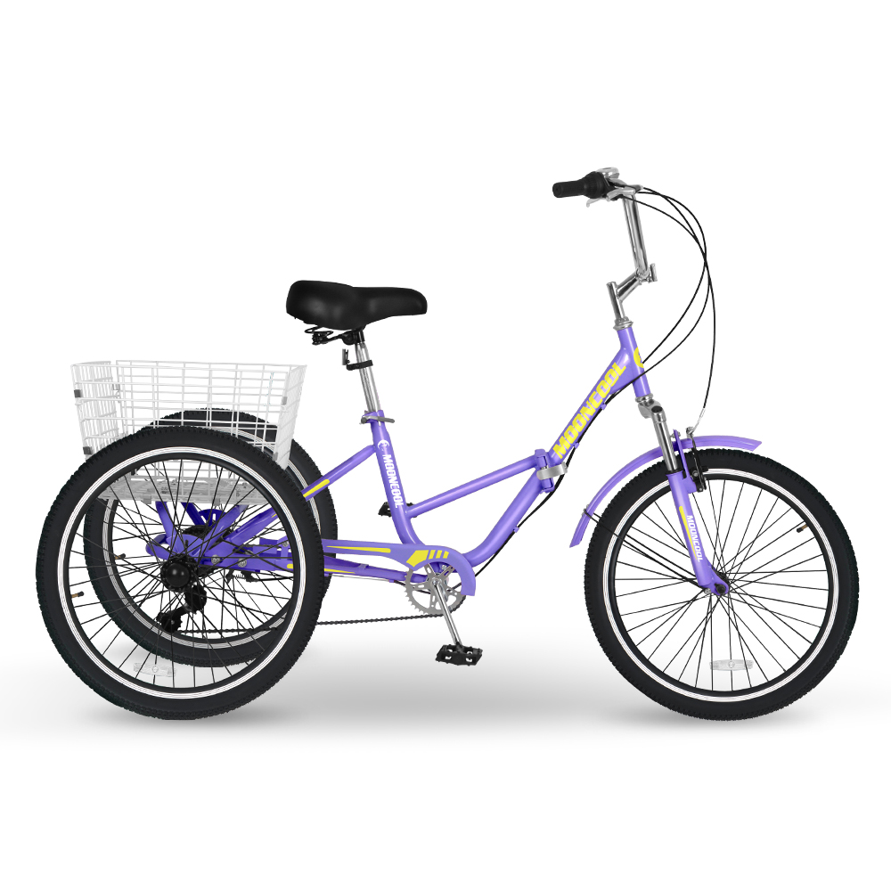 Mooncool Foldable Tricycle for Adults Without Battery 7 Speed 24 in. Bikes with Low Step Through