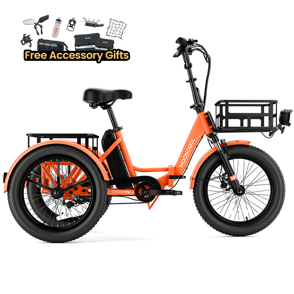 Safe Sustainable TK1 Folding Electric Trike Comfortable Stable Electric Tricycle Mooncool