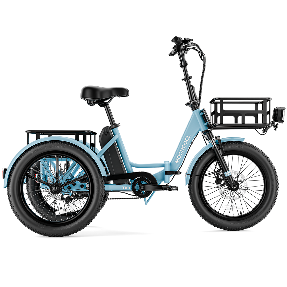 Safe Sustainable TK1 Folding Electric Trike Comfortable Stable Electric Tricycle Mooncool Serenity Blue